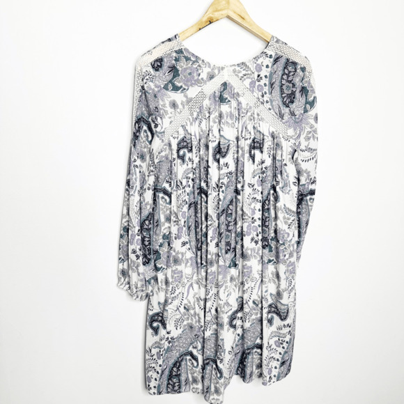 Free People Rain Or Shine Lace up Mini Dress Ivory Combo paisley womens XS - Picture 4 of 4
